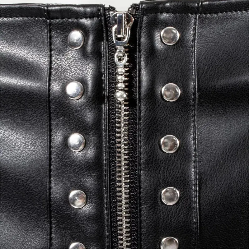 Damen Punk Lace Splice Kunstleder Shorts