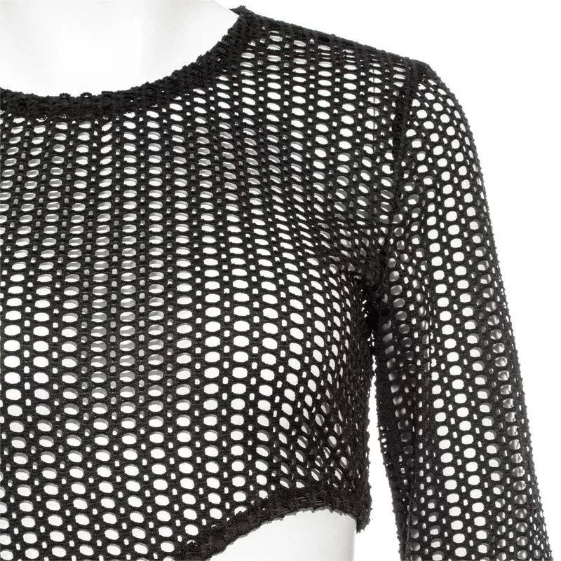 Crop-Top aus Mesh mit Punk-Ausschnitt für Damen