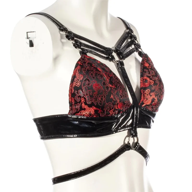 Damen Gothic Blumen Bustier mit bestickten Trägern