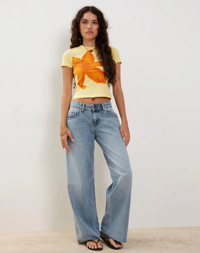 Tiona Baby Tee in Limonade mit Sommerblumenprint