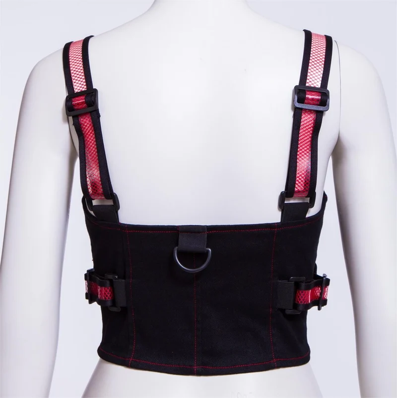 Damen Punk Double Color Mesh Splice Weste Rot