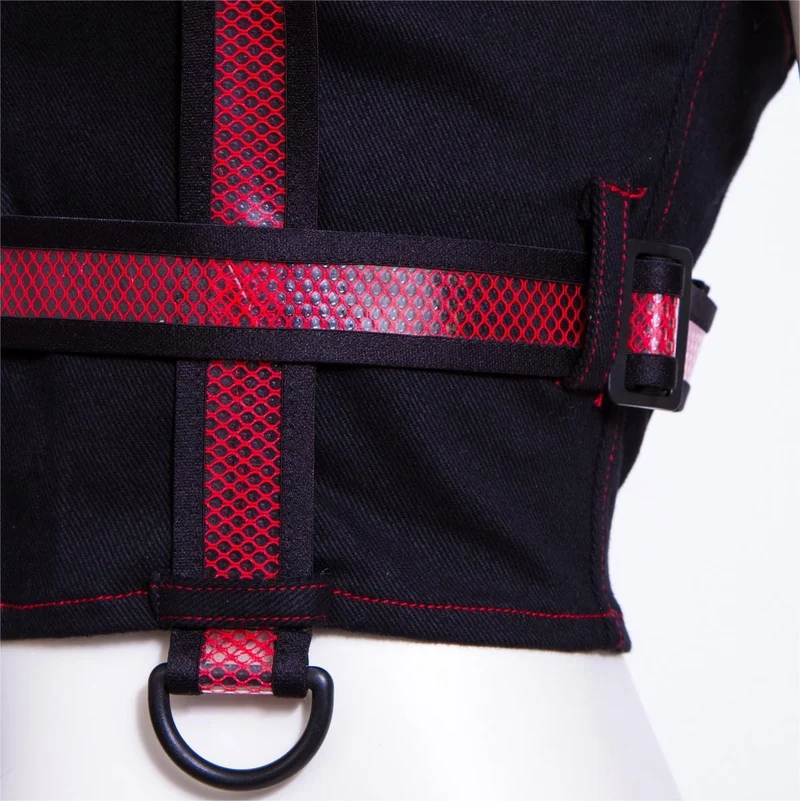 Damen Punk Double Color Mesh Splice Weste Rot
