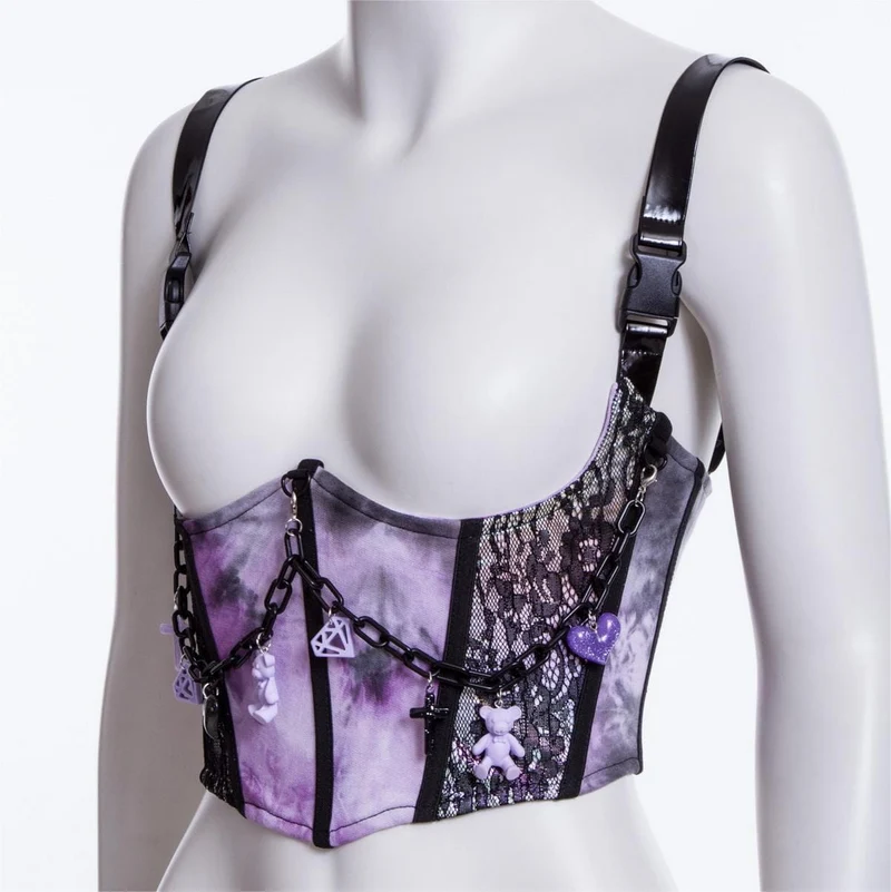 Grunge Lace Splice Batik-Weste für Damen