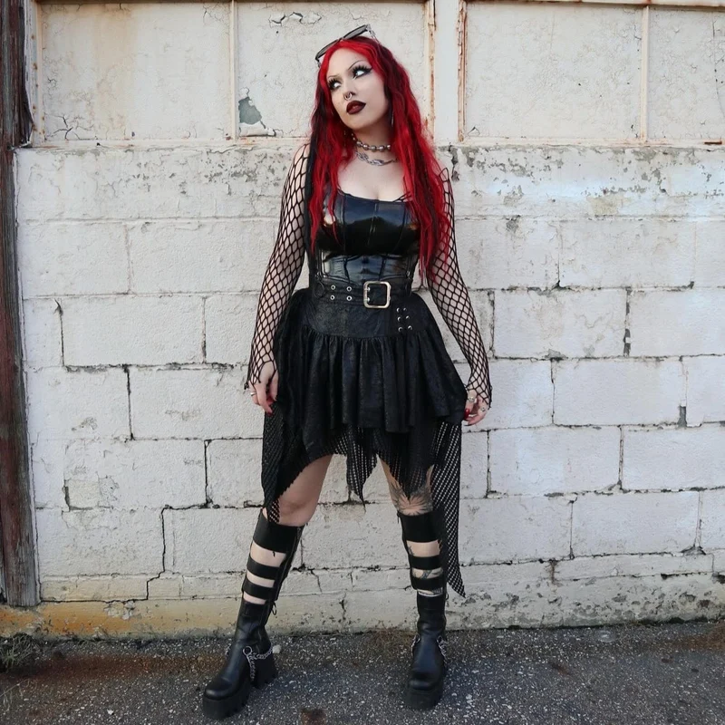 Damen-Punk-Reißverschluss-Kunstlederweste