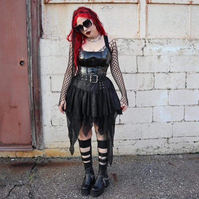 Damen-Punk-Reißverschluss-Kunstlederweste