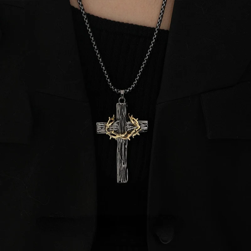 Damen-Punk-Kreuz-Dornen-Halskette