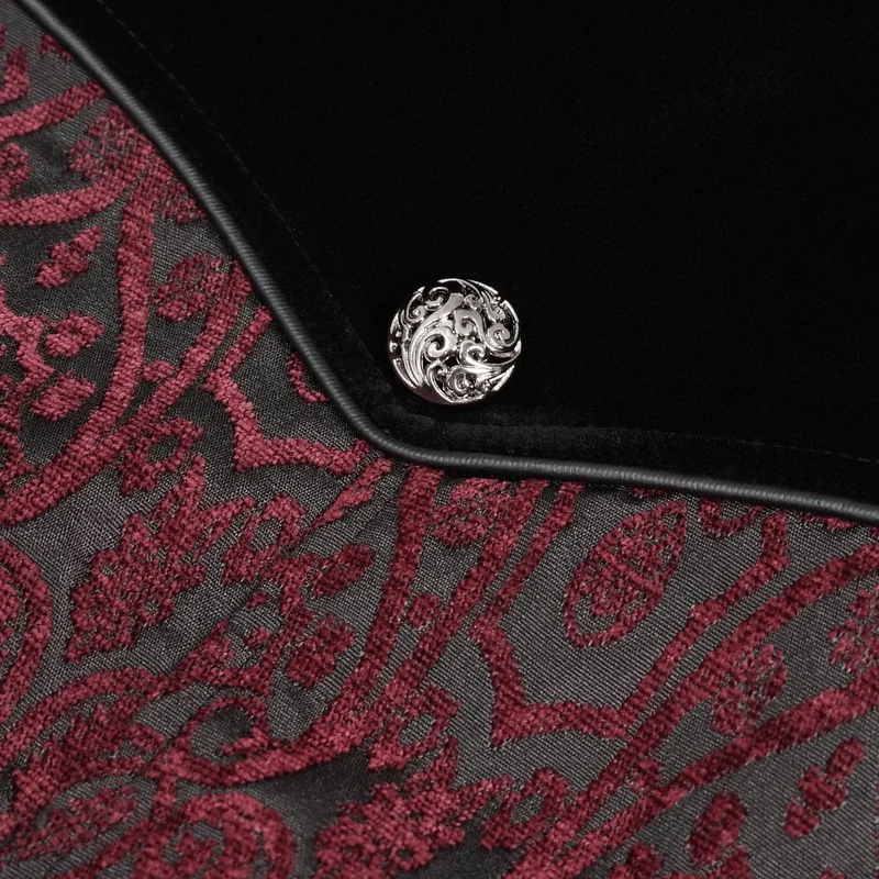 Damen Gothic Stehkragen Floral bestickter Mantel Rot