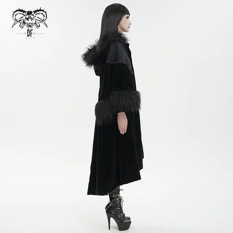 Gotischer, flauschiger, gespleißter Umhang für Damen