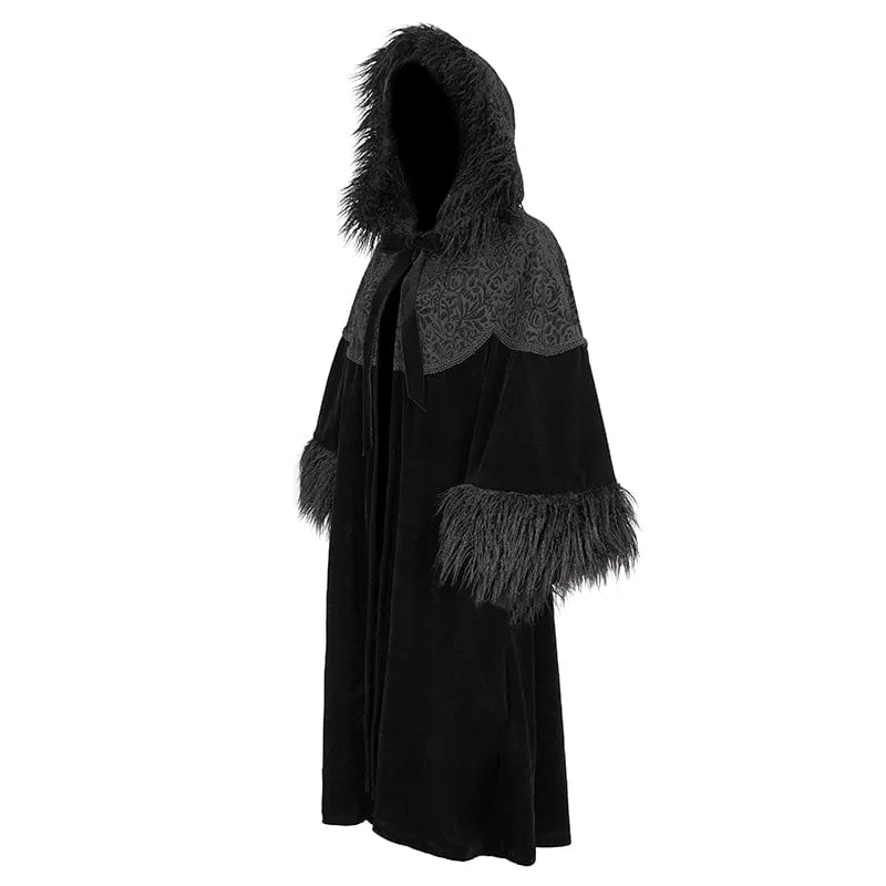 Gotischer, flauschiger, gespleißter Umhang für Damen