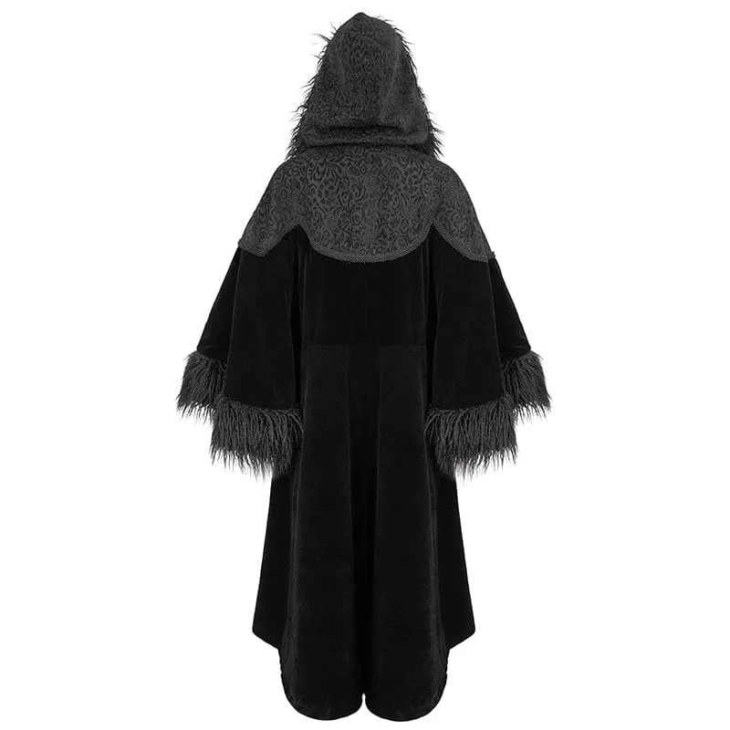 Gotischer, flauschiger, gespleißter Umhang für Damen