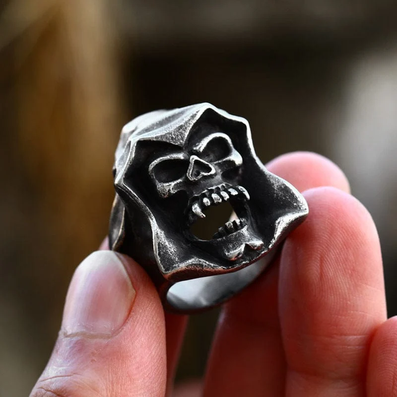 Herren Punk Death Skull Ring