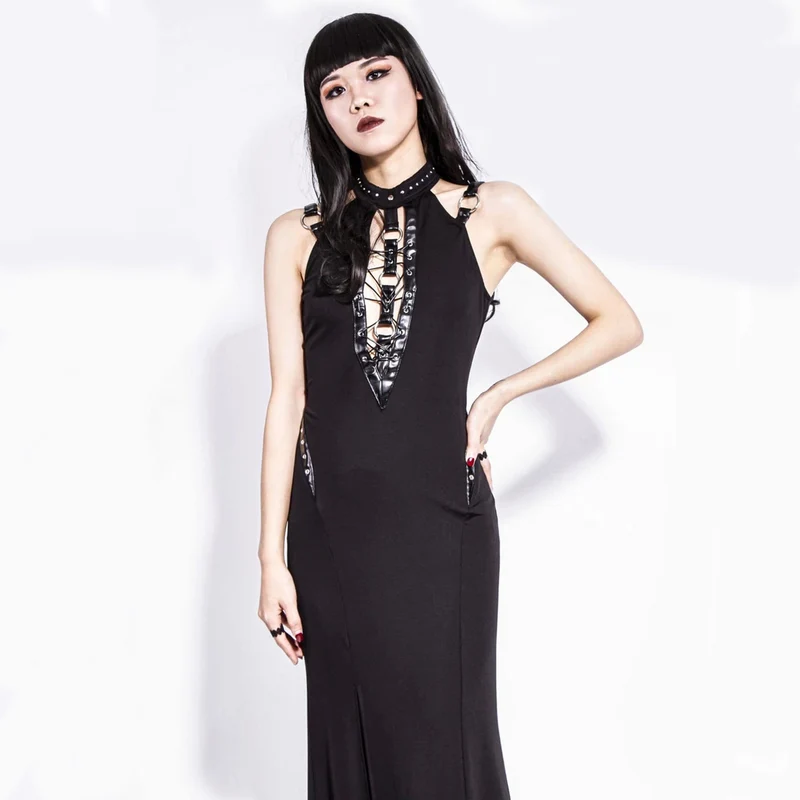 Neckholder-Kleid mit gotischem Ausschnitt für Damen