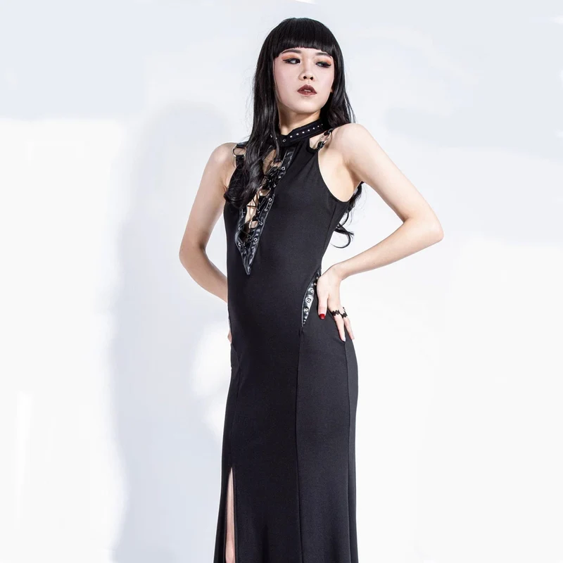 Neckholder-Kleid mit gotischem Ausschnitt für Damen