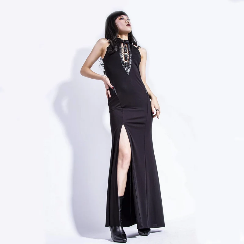 Neckholder-Kleid mit gotischem Ausschnitt für Damen