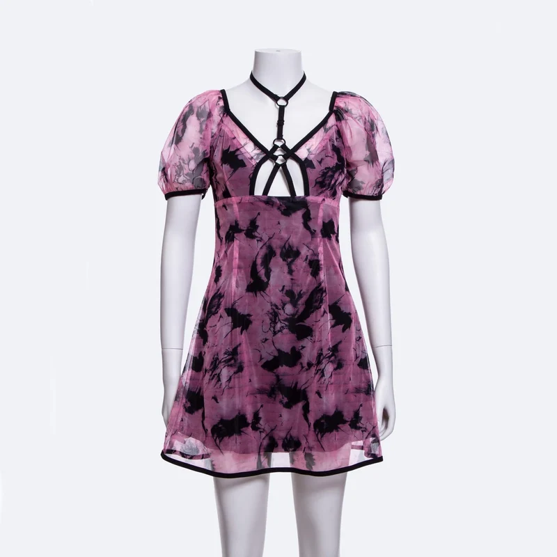 Grunge Batik-Mesh-Kleid für Damen
