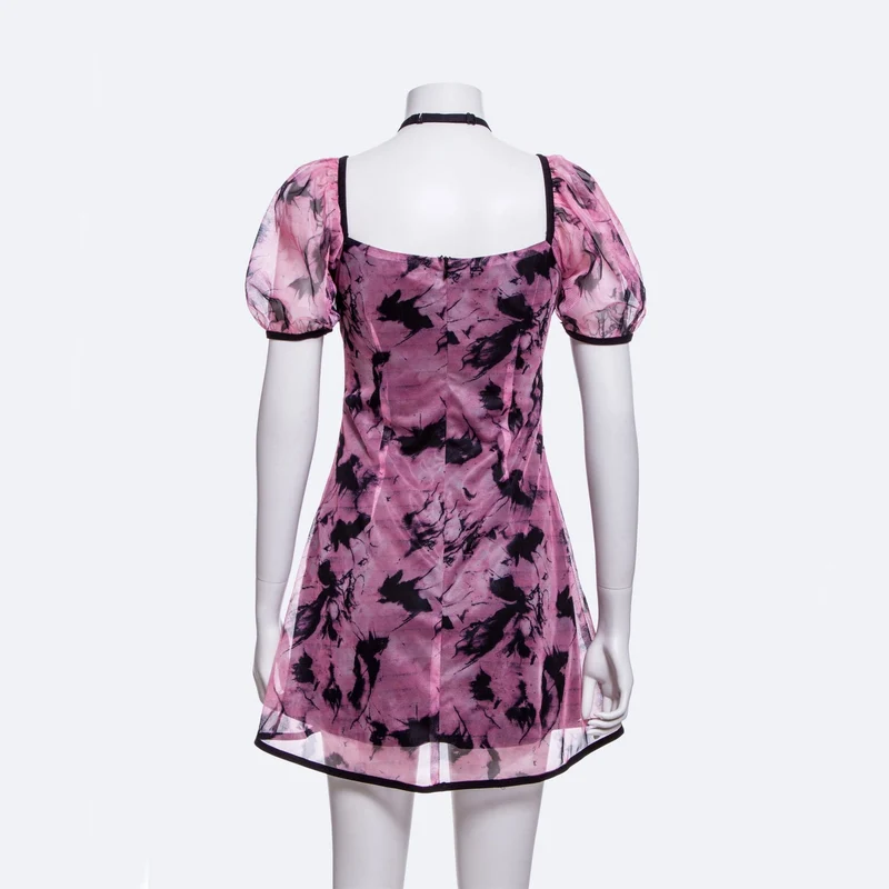 Grunge Batik-Mesh-Kleid für Damen