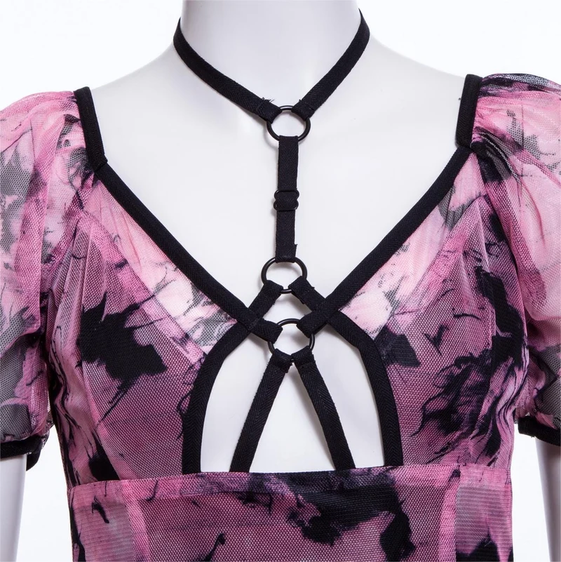 Grunge Batik-Mesh-Kleid für Damen