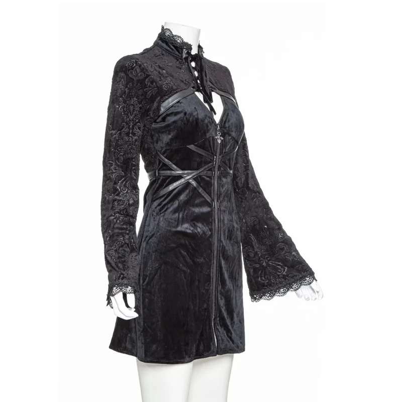Zweiteiliges Gothic-Plunging-Mock-Kleid für Damen
