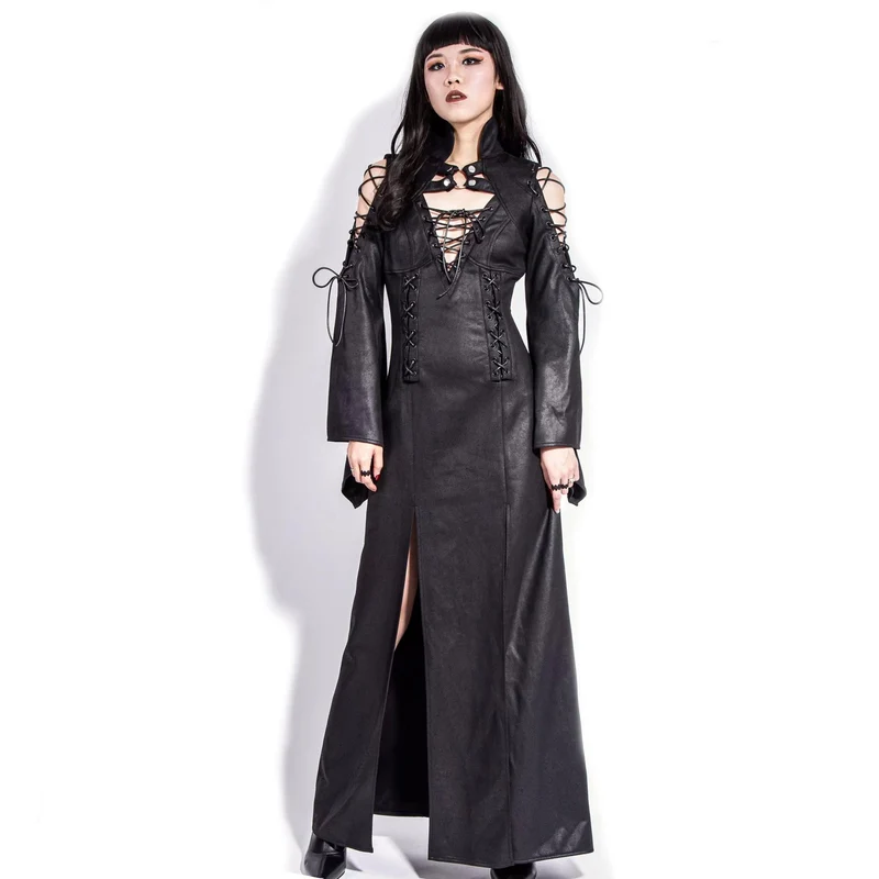 Gothic Riemchen Off-Shoulder-Split-Kleid für Damen