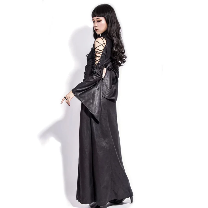 Gothic Riemchen Off-Shoulder-Split-Kleid für Damen