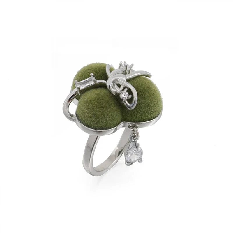 Damen Grunge Beflockung Moos Zirkon Ring