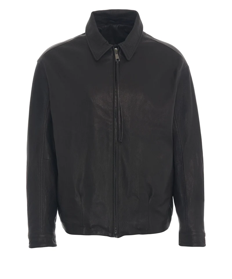 Giacca in pelle con colletto polo
