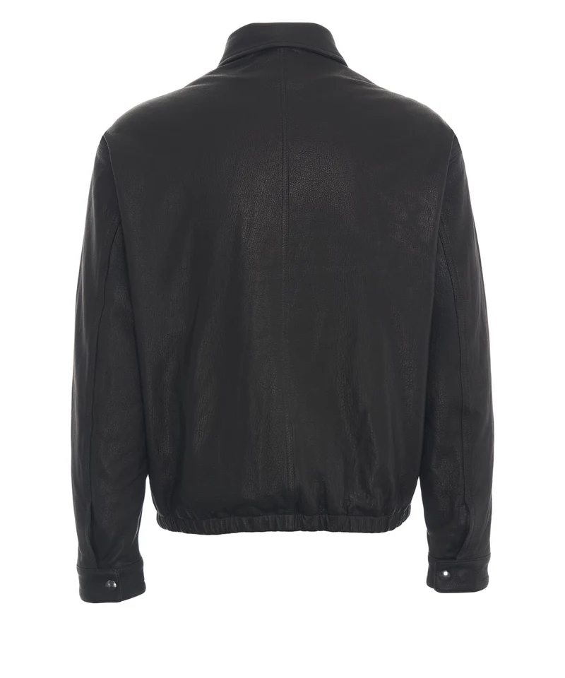Giacca in pelle con colletto polo
