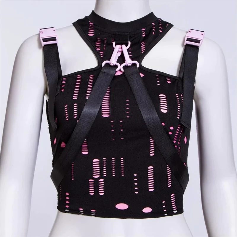 Grunge zerrissene Träger Splice Bustier für Damen