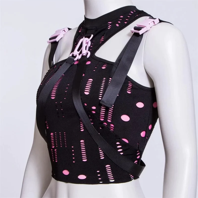 Grunge zerrissene Träger Splice Bustier für Damen