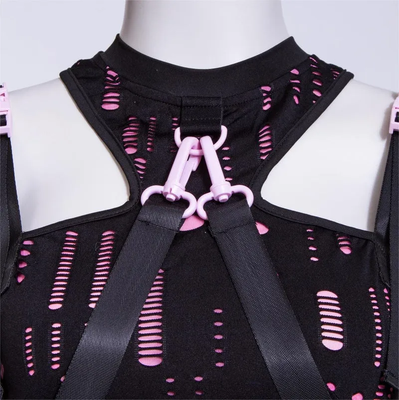 Grunge zerrissene Träger Splice Bustier für Damen