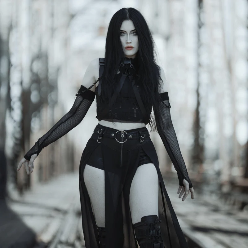 Grunge zerrissene Träger Splice Bustier für Damen