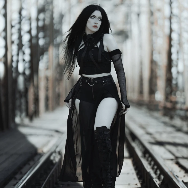 Grunge zerrissene Träger Splice Bustier für Damen