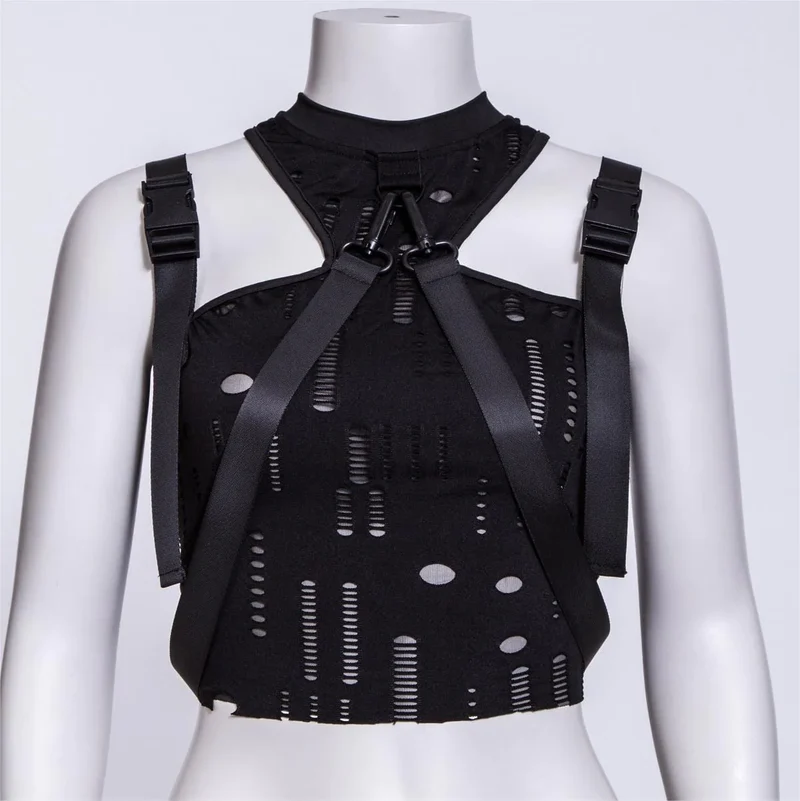 Grunge zerrissene Träger Splice Bustier für Damen