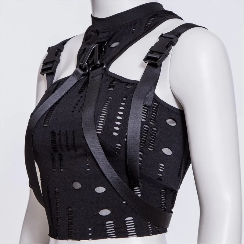 Grunge zerrissene Träger Splice Bustier für Damen