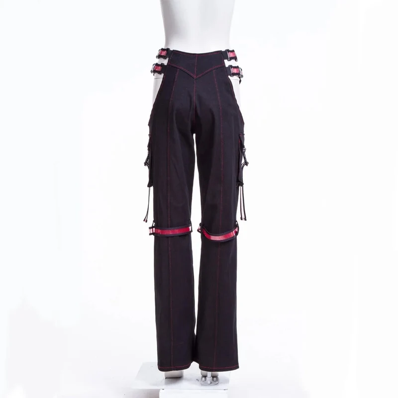 Damen-Grunge-Cutout-Trägerhose Rot