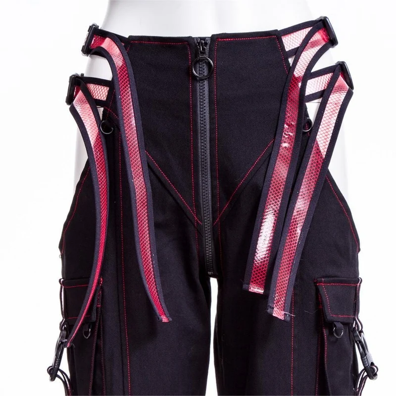 Damen-Grunge-Cutout-Trägerhose Rot