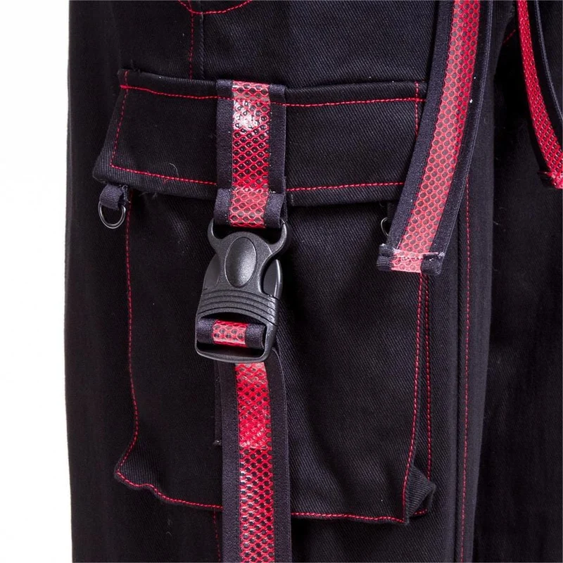 Damen-Grunge-Cutout-Trägerhose Rot