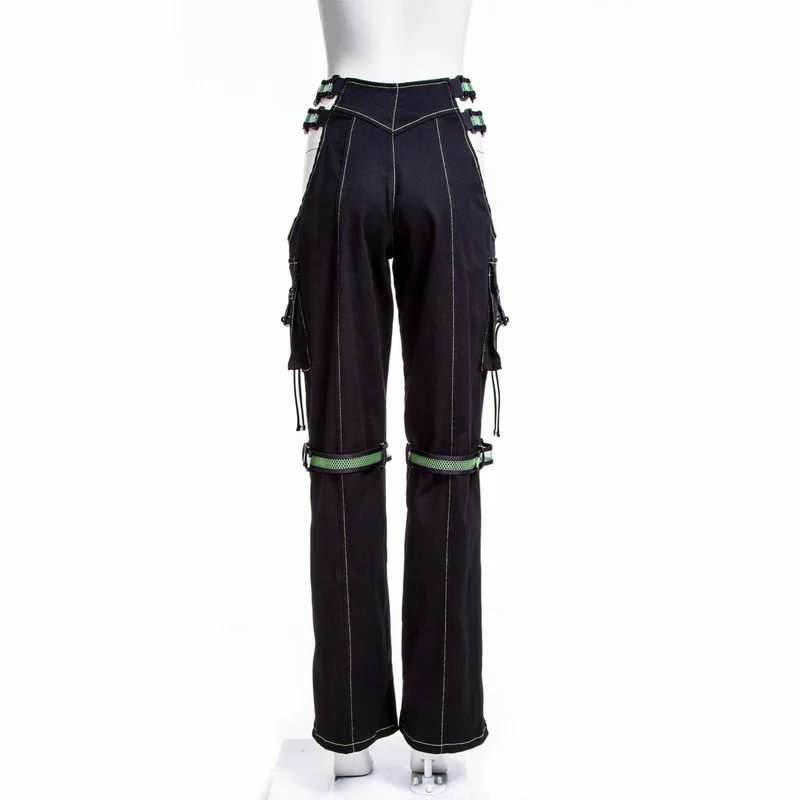 Damen-Grunge-Cutout-Trägerhose Grün