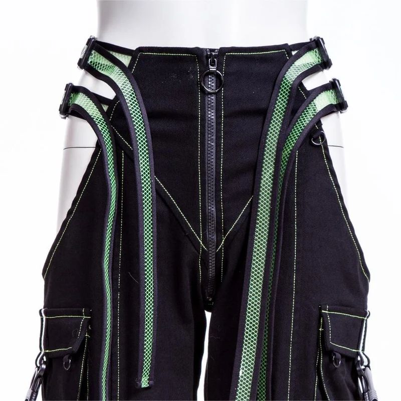 Damen-Grunge-Cutout-Trägerhose Grün