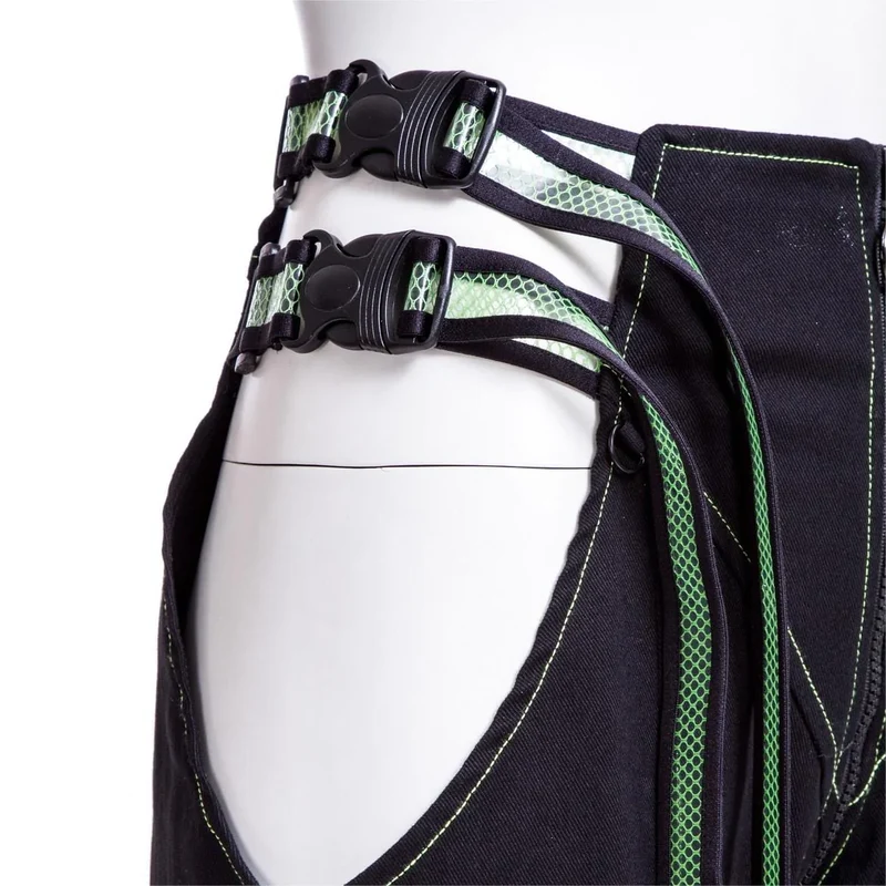 Damen-Grunge-Cutout-Trägerhose Grün