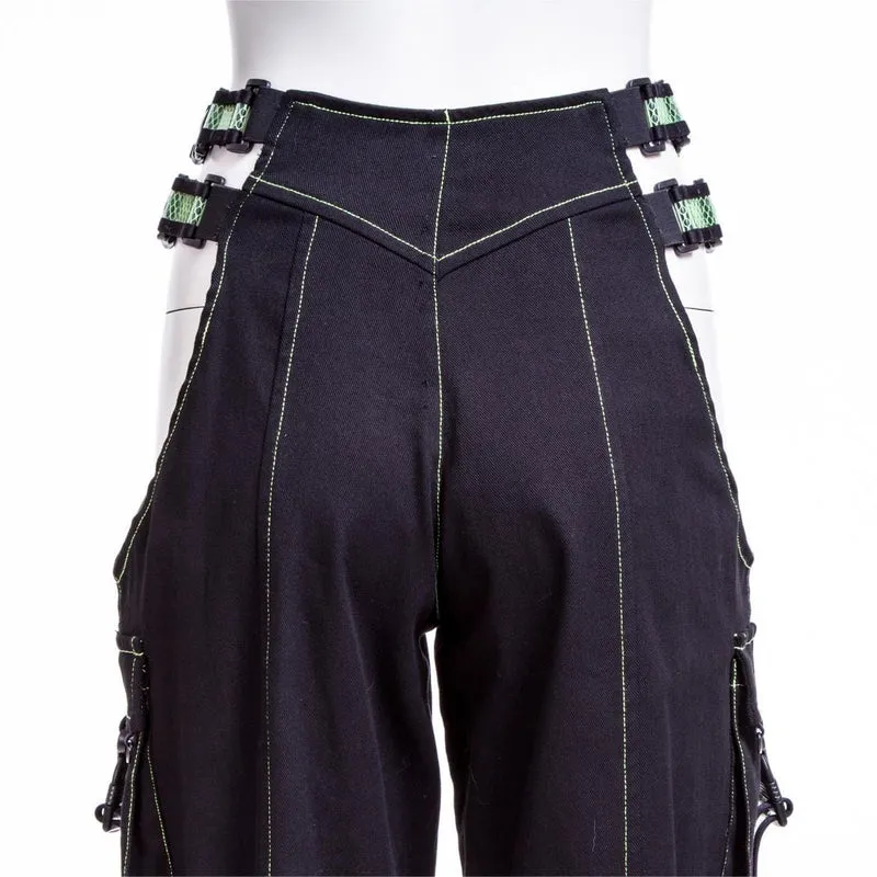 Damen-Grunge-Cutout-Trägerhose Grün