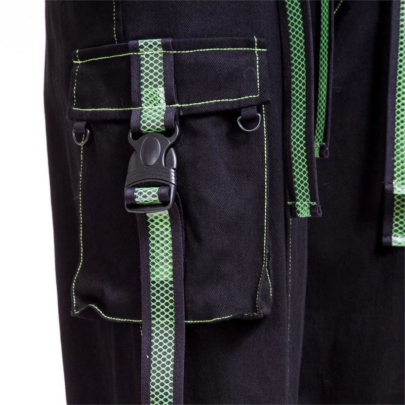 Damen-Grunge-Cutout-Trägerhose Grün