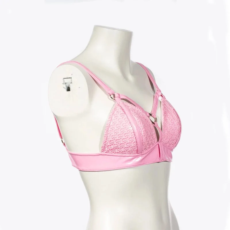 Damen-Bustier aus Lackleder mit Grunge-Riemen