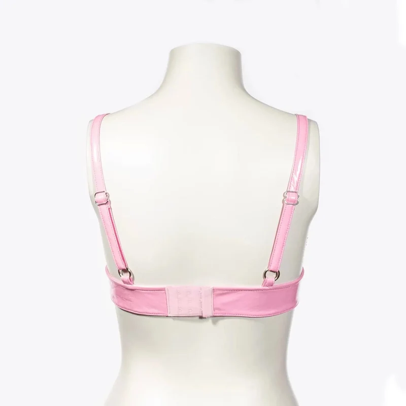Damen-Bustier aus Lackleder mit Grunge-Riemen
