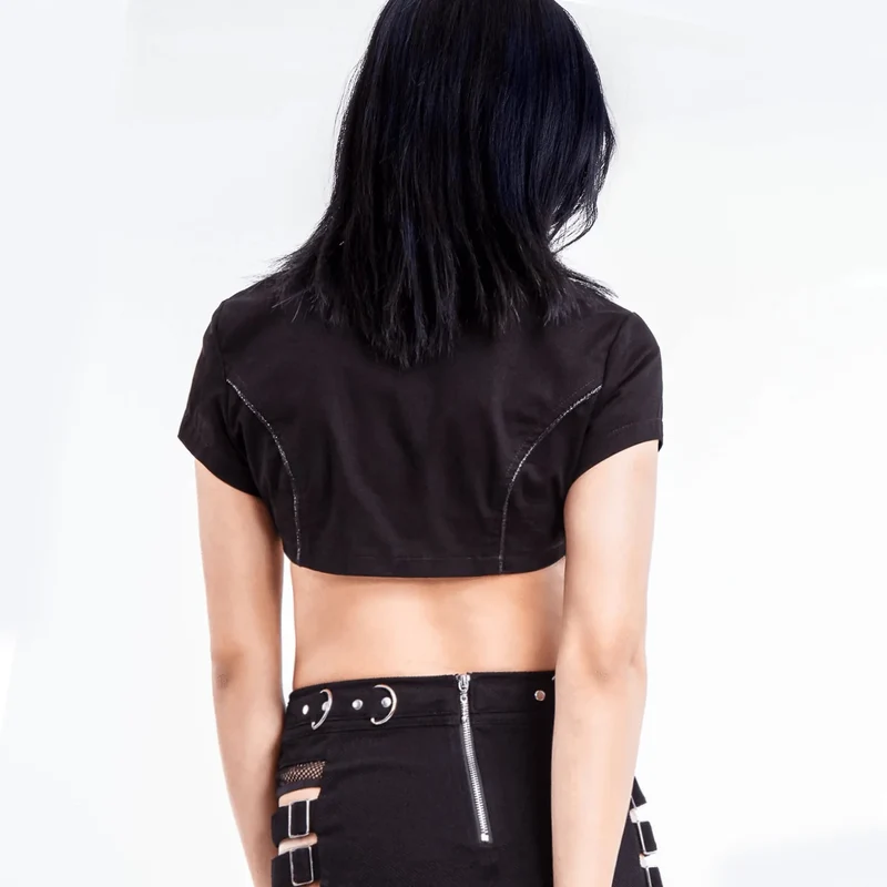 Unregelmäßiges Crop-Top mit Punk-Stehkragen für Damen