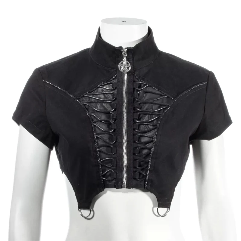 Unregelmäßiges Crop-Top mit Punk-Stehkragen für Damen