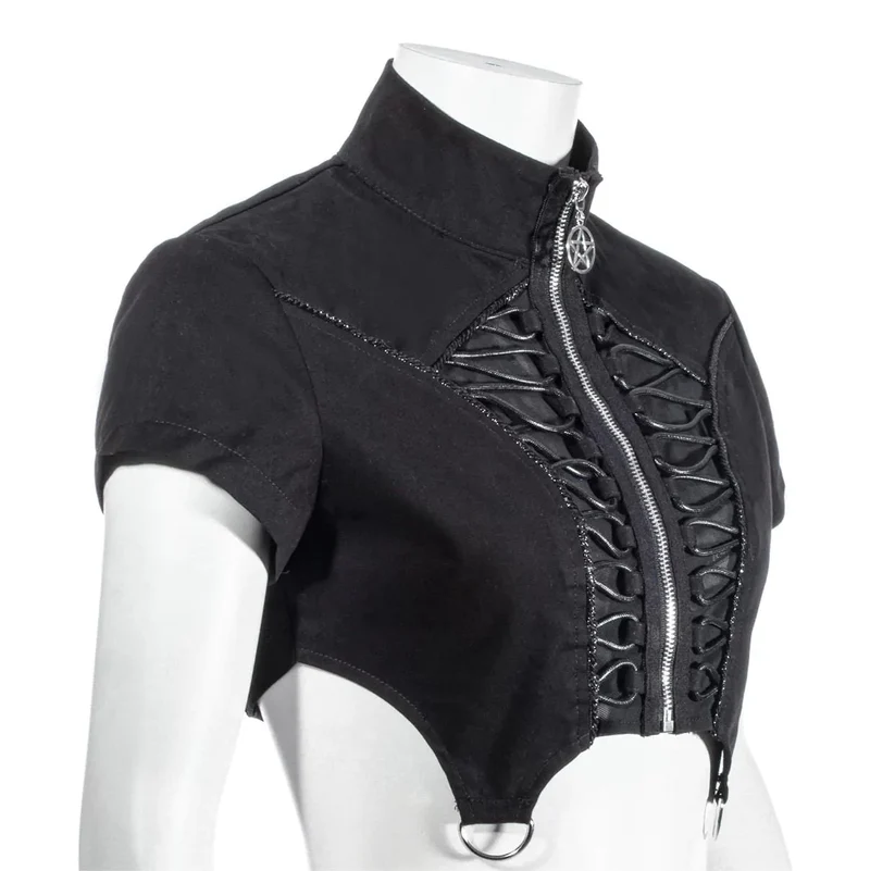 Unregelmäßiges Crop-Top mit Punk-Stehkragen für Damen