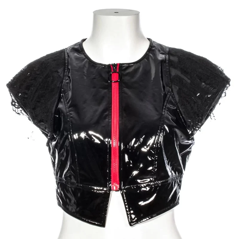 Crop-Top aus zerrissenem Lackleder für Damen