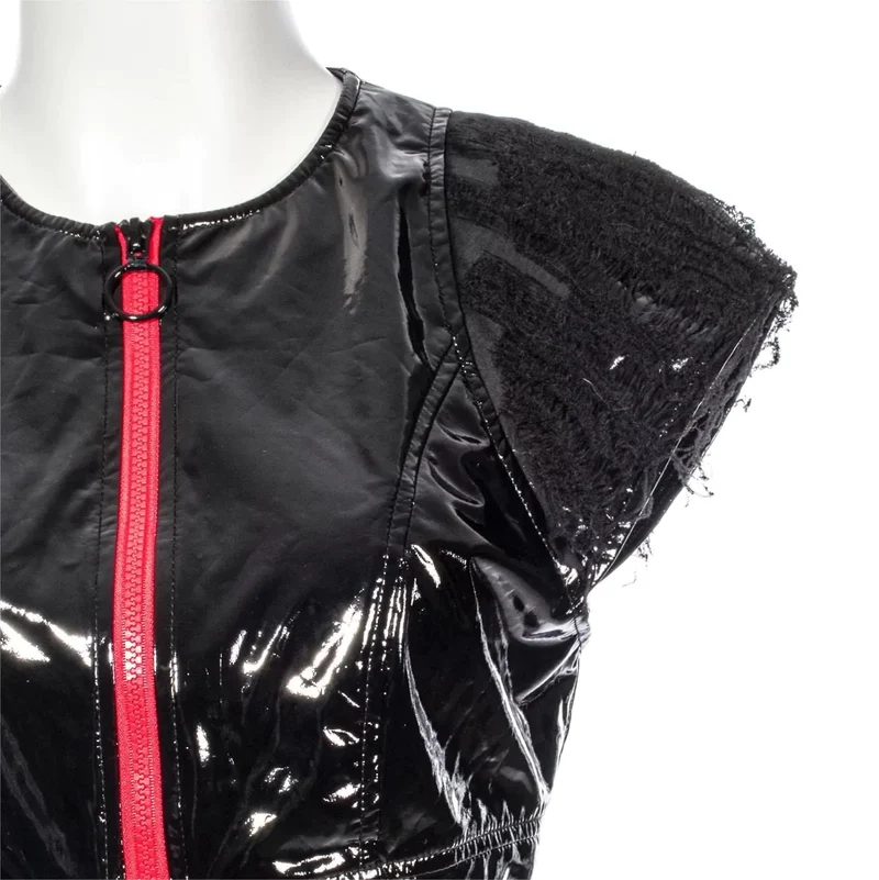 Crop-Top aus zerrissenem Lackleder für Damen