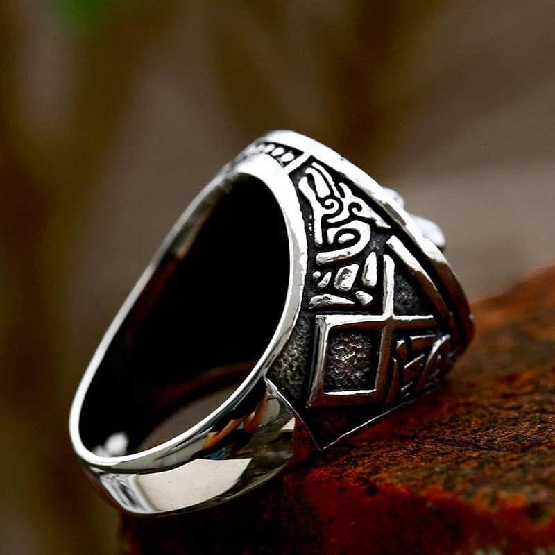 Herren Punk Wolf Totem Ring
